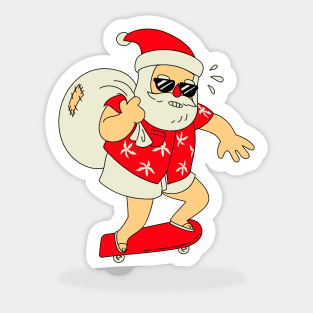 Christmas Skateboarding Santa Sticker